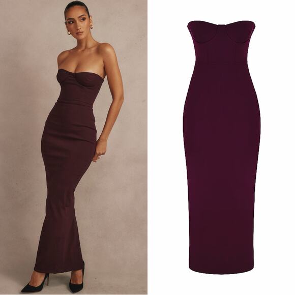 NWT House of CB Lucia Grape Strapless Corset Maxi Dress Size Small - Picture 2 of 6